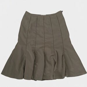 EUC Vintage Jessica Fluted Academia Skirt Dark Olive With Patterned Lines Size 6